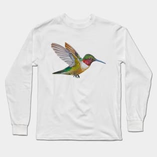 Ruby Throated Hummingbird painting (no background) Long Sleeve T-Shirt